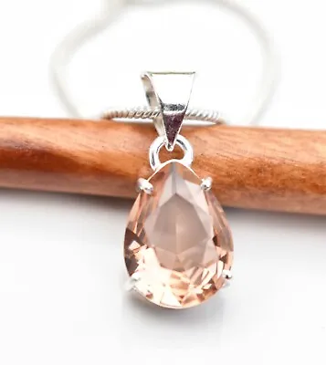 Morganite 925 Sterling Silver Gemstone Jewelry Design Necklace Size-17-18  • $13.99