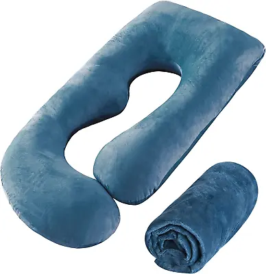 $23.51 • Buy Pregnancy Velvet Pillowcase Maternity Belly Pillow Body U Shape Extra Large Blue