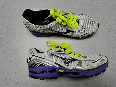 Women's Mizuno Wave Rider Inspire 8 White/Purple/Silver Sz 9.5 • $15.99