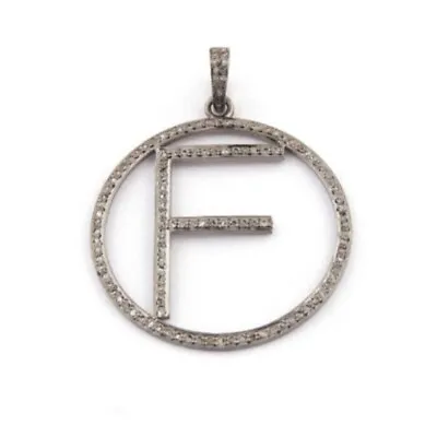 F Letter PendantPave Diamond Pendant925 Silver38x35mmAlphabet PendantGift • $306.59