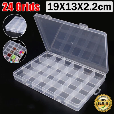 £3.79 • Buy 24 Compartment Small Organizer Storage Plastic Box Craft Nail Art Fuse Beads UK