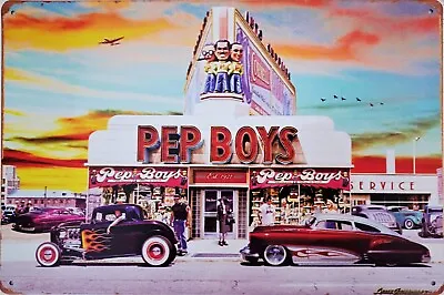 £6.85 • Buy Pep Boys Metal Plaque Retro American Hot Rod Classic Car Garage 20x30 Tin Sign