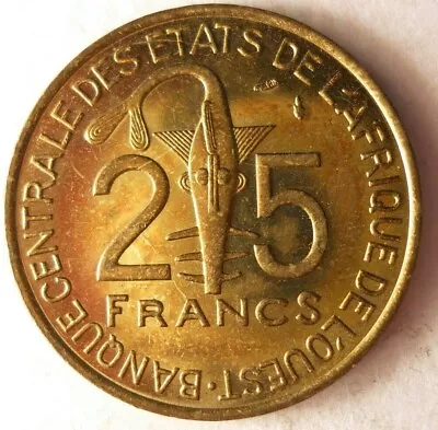 1982 WEST AFRICA 25 FRANCS - Exotic Coin - FREE SHIPPING - Africa Bin #1 • $6.99