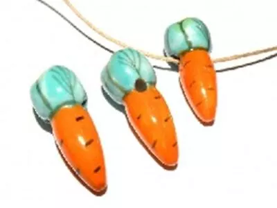 £1.20 • Buy Hand Painted Ceramic Carrot Beads 29x15mm - Pack Of 2