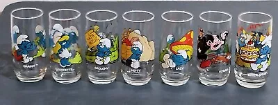 Lot Of 7 Vintage Smurf's 1982 & 1983 Peyo's Glasses USED • $35