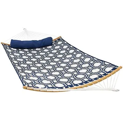 2-Person Quilted Hammock With Curved Spreader Bars - Gray Octagon By Sunnydaze • $89.95