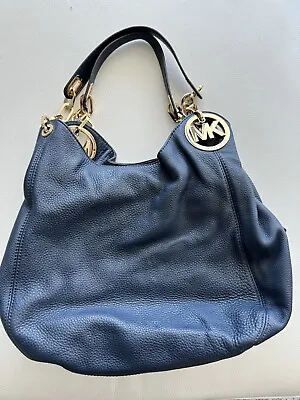 Michael Kors Women's Hudson Large Leather Bag Blue Gold • $75