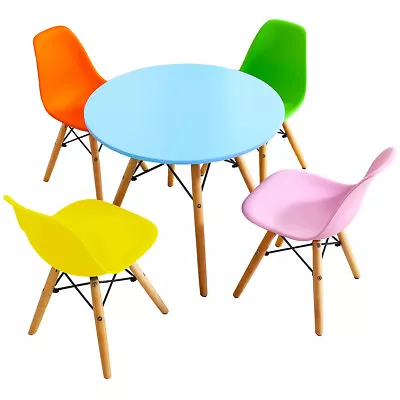 $159 • Buy Costway 5PCS Mid-Century Kids Round Table Chair Set Classroom W/4 Armless Chairs