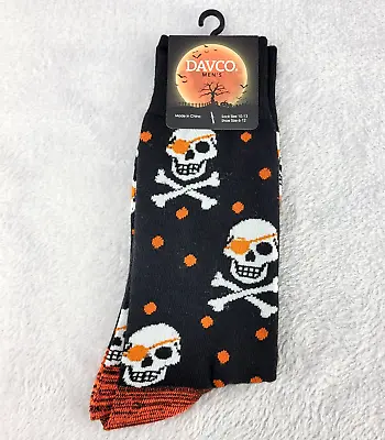 Davco Mens Halloween Pirates Skull And Crossbones Novelty Socks Shoe Size 6-12 • $11.99