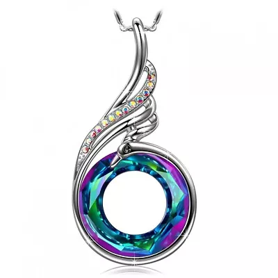 Rainbow Mystical Fire Topaz 925 Sterling Silver Phoenix Peacock Pendant Necklace • $15.74
