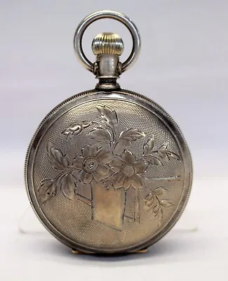 1901 WALTHAM Pocket Watch STERLING SILVER HUNTER CASE Engraved Flowers GRADE 18 • $299