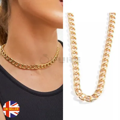 £3.99 • Buy Shiny Women Fashion Gold Filled Curb Cuban Linked Choker Chain Necklace Jewelry