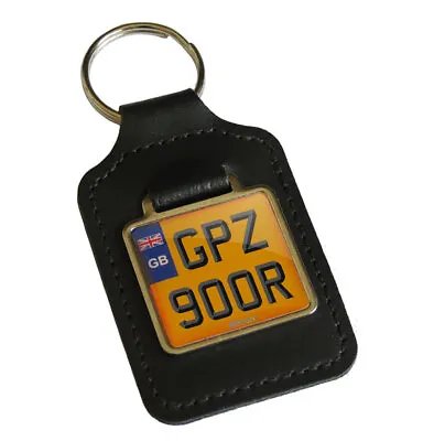 GPZ 900R Reg GB Number Plate Leather Keyring For Kawasaki GPZ900R Keys • £6.69