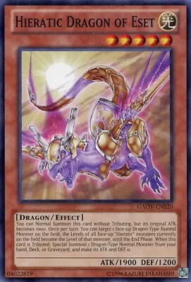 Hieratic Dragon Of Eset GAOV-EN020 Common Yu-Gi-Oh Card (U) New • £1.40