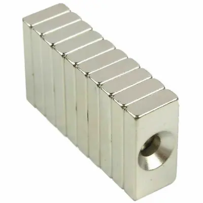 New 10pcs Super Strong Block Magnets 20x10x3mm Hole 4mm Rare Earth Neodymium • $6.68