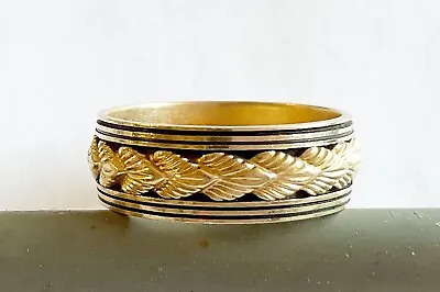 Vintage 14k Band Ring With Design And Black Enamel • $695