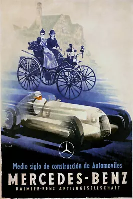 1936 Half A Century Mercedes Benz Automobile Germany Car Vintage Poster Repro • $10.96