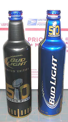 $7.99 • Buy Nfl 2016 Super Bowl 50 Football Sport Bud Light Aluminum Beer Bottle Empty Mint