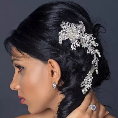 £19.96 • Buy Bridal Pearl And Crystal Hairpiece