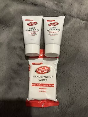 2XLIFEBOUY Hand Hygiene Gel Total10 With Alcohol 50ML With 10 Hygiene Hand Wipes • £4.50