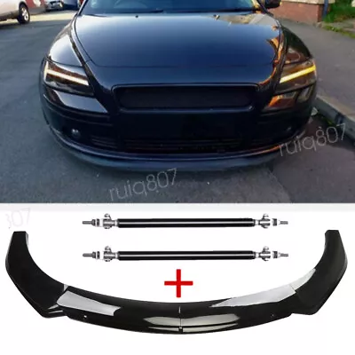 For Volvo V50 S40 V60 4PCS BLACK Front Bumper Lip Splitter Body Kit+Strut Rods • $79.99