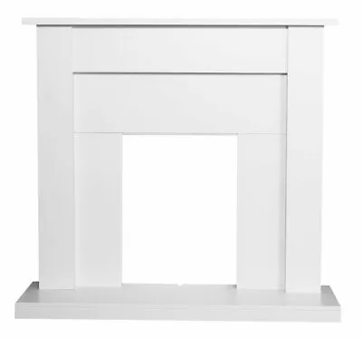 Electric Fire White Wooden Fireplace Surround White Hearth And Back Panel Bnib • £244.49