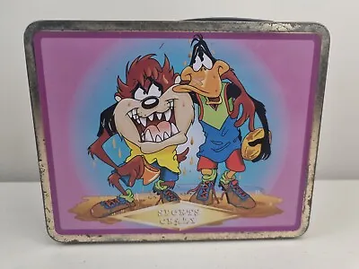 Vintage 1998 Looney Tunes Taz Devil Daffy Duck Sports Crazy Lunchbox Tin 90s • $15