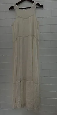 Witchery Womens Maxi Dress Ivory Sleeveless Lace Trim Size 10 • $39.99