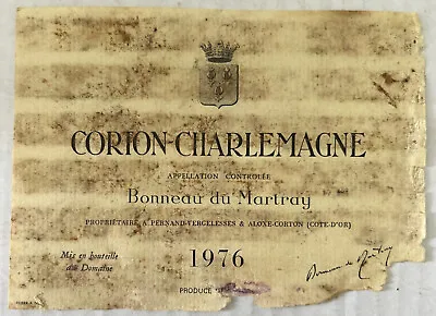 Corton-Charlemagne Bonneau Du Martray 1976 French Vintage Wine Bottle Label • $11.95