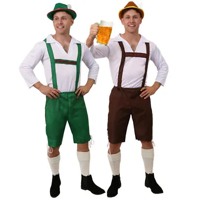£16.99 • Buy Mens Bavarian Beer Man Lederhosen Costume Oktoberfest Fancy Dress German Outfit
