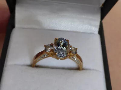 Bi Colour Tanzanite Gold Ring  - Ornate Setting • $176.81