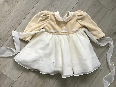 COUCHE TOT Beautiful Baby Girls Cream Velvet Party Special Occasion Dress - 0-6m • £3