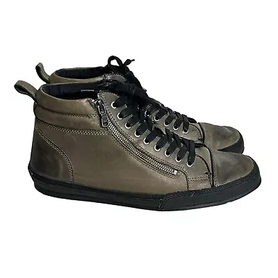 John Varvatos Kilay Brown Leather Double Zip High Top Sneakers Size 11 M Mens • $37