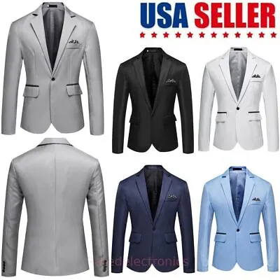 Men's Tuxedo Jacket Notched Lapel One Button Suit Blazer For Dinner Wedding Prom • $19.49