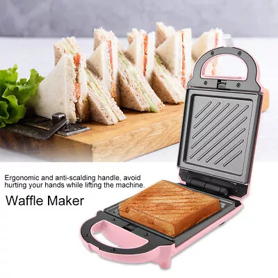 (Pink)Multifunctional Reversible Waffle Maker Breakfast Cake Making Machine 6 HG • £62.04
