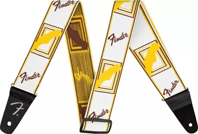 NEW Fender WeighLess Monogram Guitar Strap WHITE/BROWN/YELLOW #099-0686-005 • $20.59