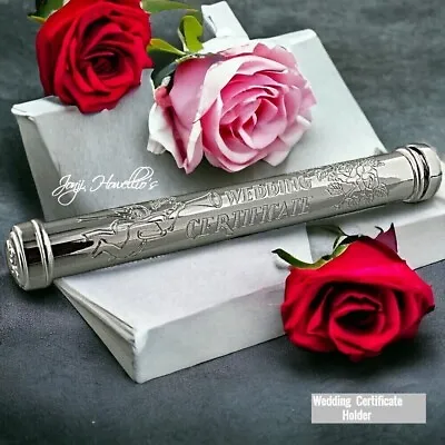 Silver Wedding Marriage Certificate Holder Tube Bride & Groom Keepsake Gift • £13.90