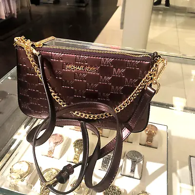 Michael Kors Women Crossbody Pouchette Messenger Handbag Purse Shoulder Bordeaux • $103.50