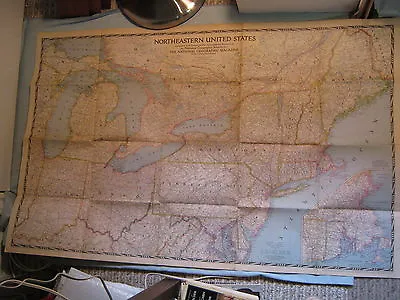 VINTAGE NORTHEASTERN UNITED STATES HUGE MAP National Geographic September 1945 • $1