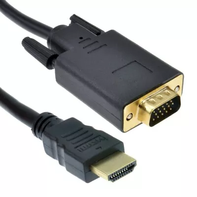 1m HDMI To SVGA Monitor Cable PC Laptop To VGA Display TV Projector Lead • £9.87