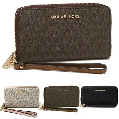 NWT MICHAEL KORS Signature Jet Set Flat Multifunction Phone Case • $109.89