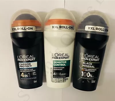 3 X L'Oreal Men Expert XXL Roll On Anti Perspirant Long Lasting Deodorant 50ml • £10.99