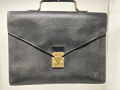 Louis Vuitton Epi Leather Medium Ambassador Briefcase Black Document Case Vintag • $400