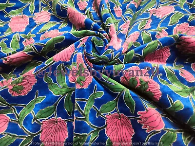 Indian Animal Printed Velvet Hippie Upholstery Blue Dress Making Velvet Fabric • $118.29