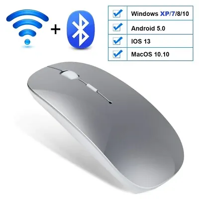 $15.89 • Buy Slim Silent Rechargeable Wireless Mouse LED USB Mice MacBook Laptop PC + Adapter