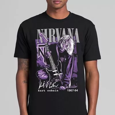 NIRVANA Kurt Cobain Band T-Shirt Cotton Block Tee • $35