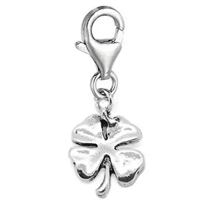 Clip On Four Leaf Clover Charm Dangle Pendant For European Clip On Charm Jewelry • $9.99