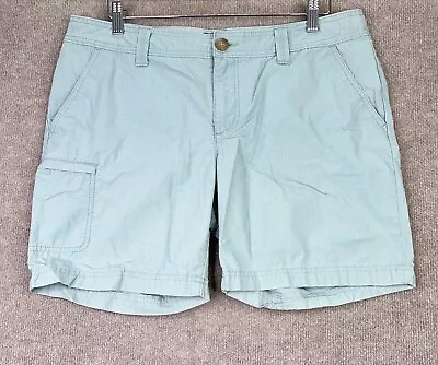 Eddie Bauer Cargo Shorts Womens 12 Blue Cotton Ripstop Hiking Outdoor Pockets • $16.99