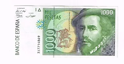1992  SPAIN 1000 PESETAS NOTE - P163 AUNC • £6.59