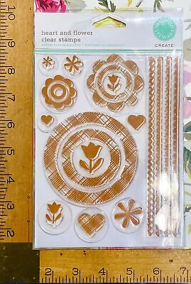 NEW! HEART AND FLOWER CLEAR STAMPS By Martha Stewart Botanical Border Love  • $4.99